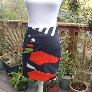 💜Black Halo color block mini skirt